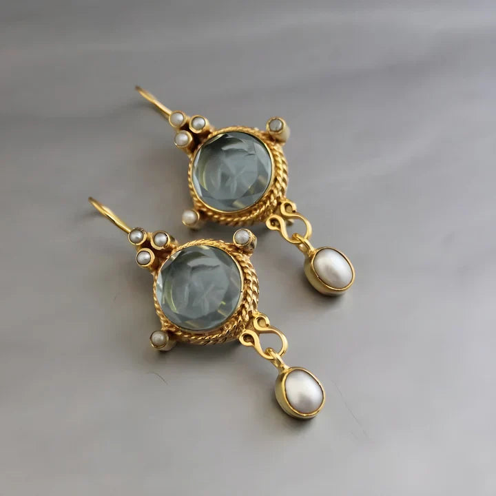 Vintage Turquoise & Pearl Earrings
