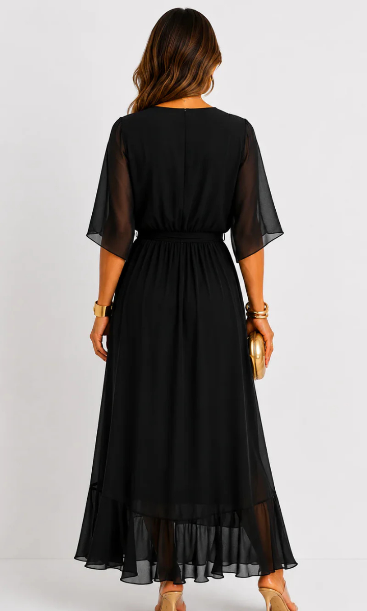 Amoret™ | Elegant Chiffon Wrap Maxi Dress