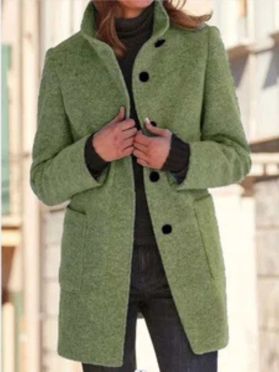 Courtney™ | Classic Button Front Stand Collar Coat