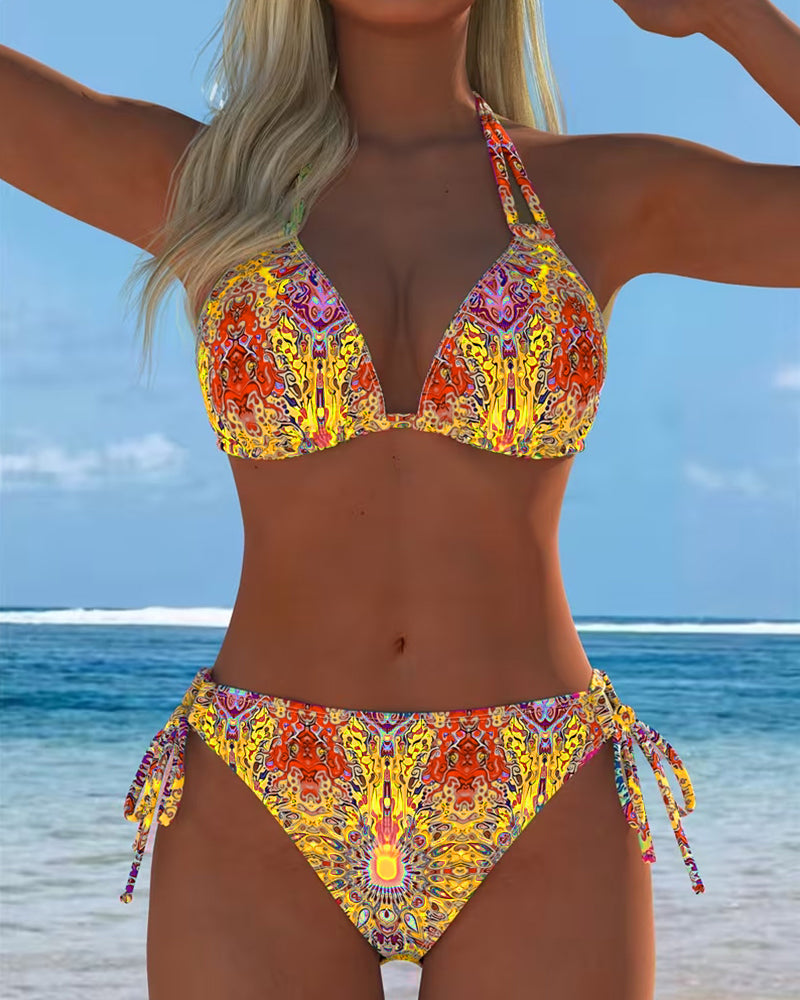 Colorful Halter Print Bikini
