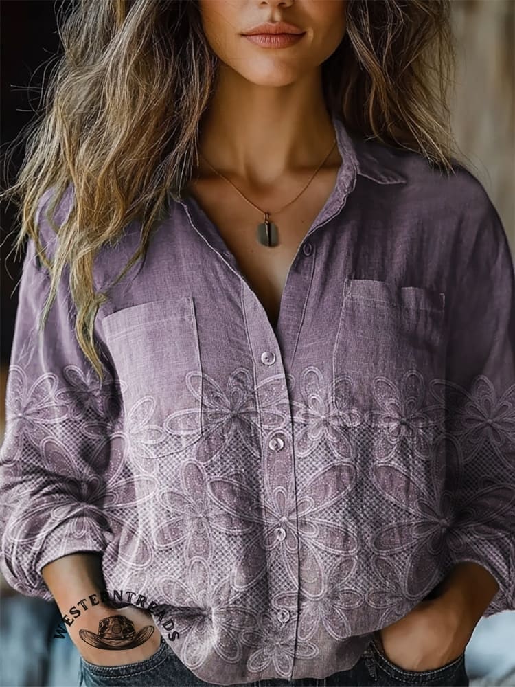 Vintage Style Floral Art Print Casual Sweatshirt