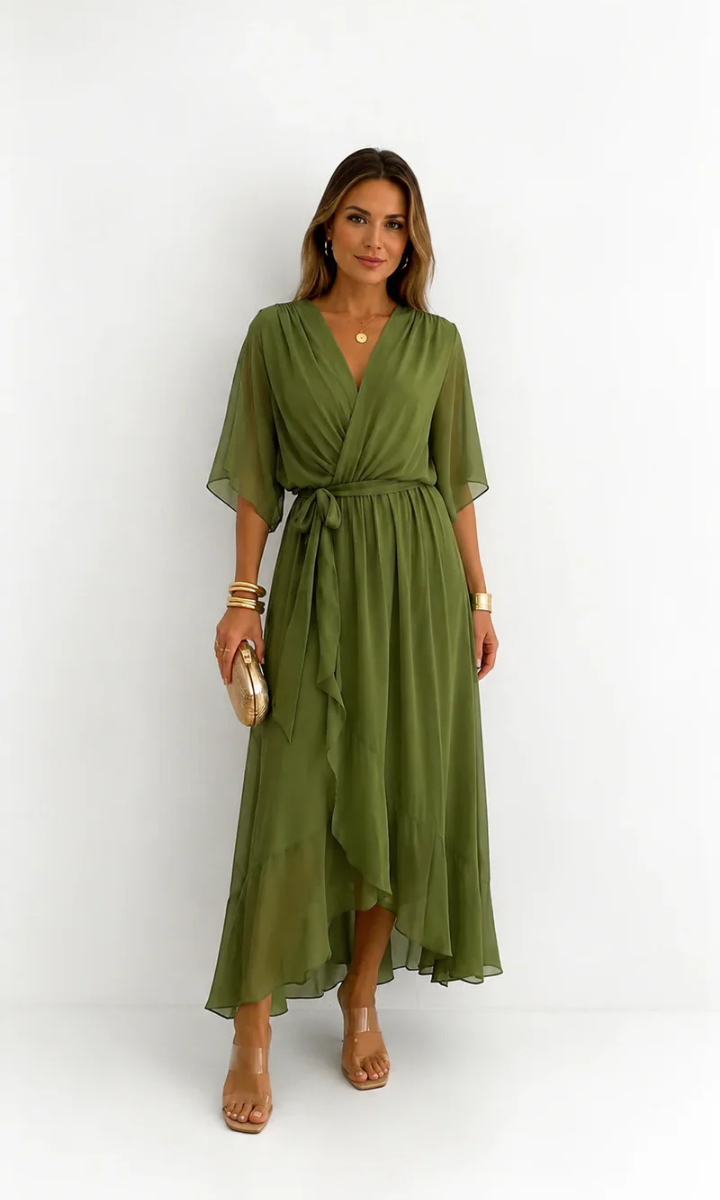 Amoret™ | Elegant Chiffon Wrap Maxi Dress