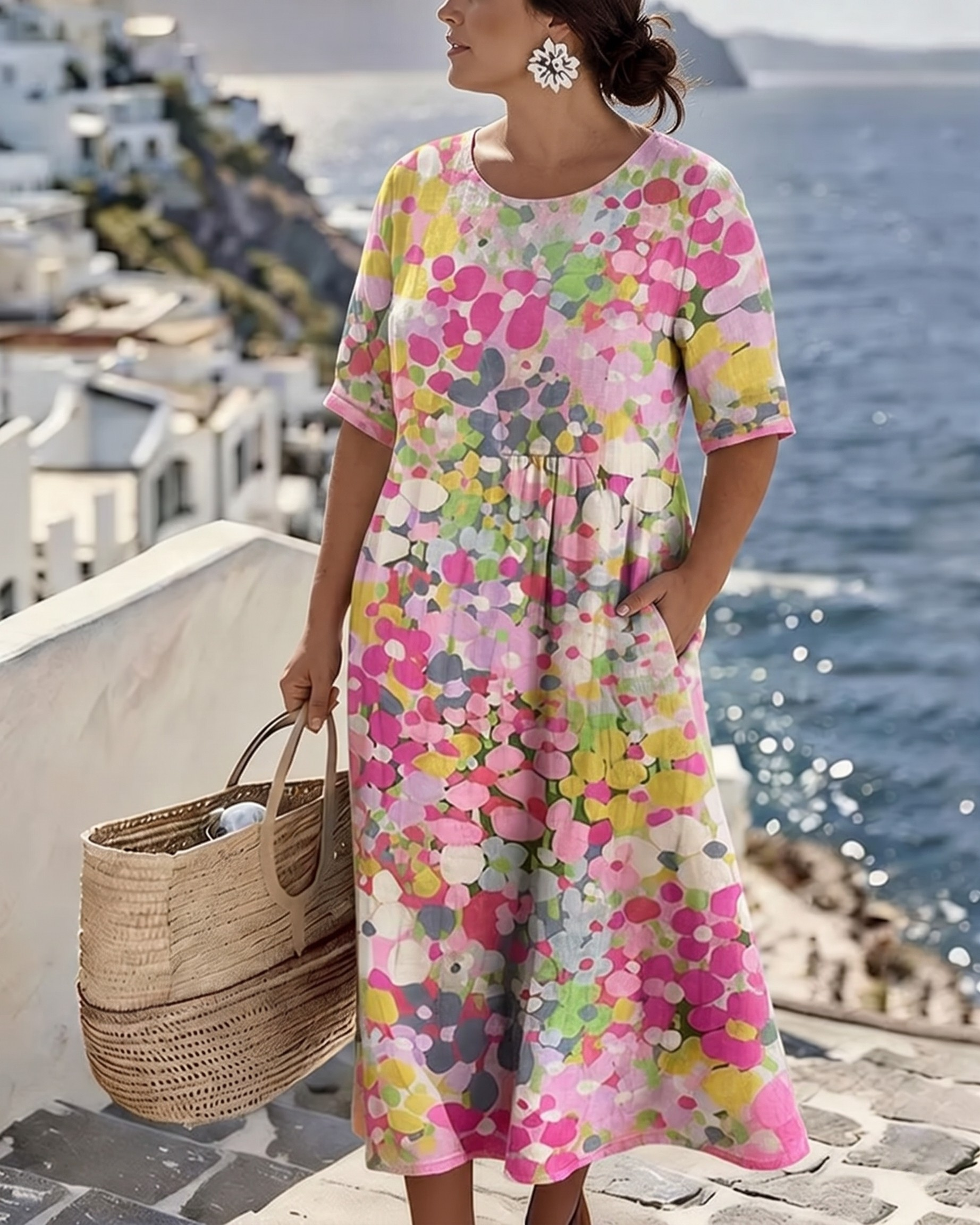 Elena™ | Elegant Floral Summer Midi Dress