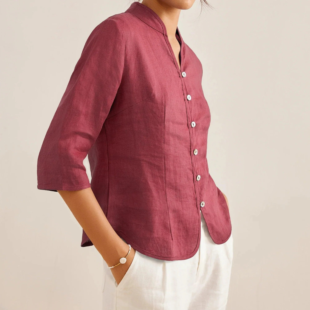 Riley™ | Linen Hand Button Fitted Jacket