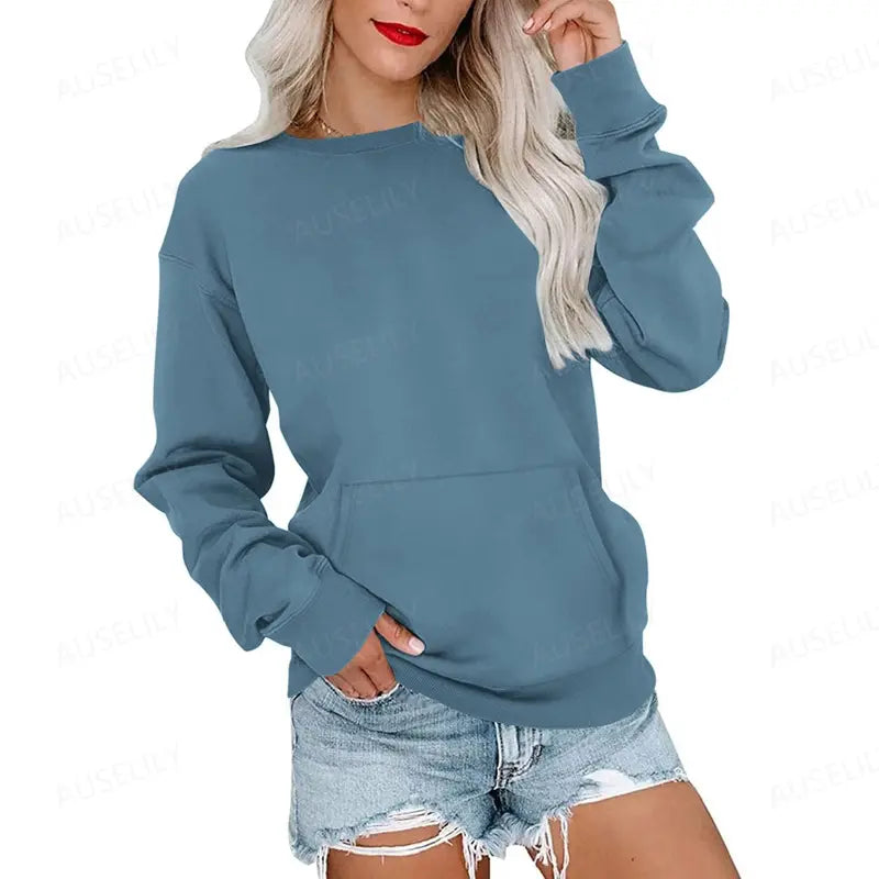 ERMA™ - Women's Lightweight Crewneck Hoodless Sweatshirt