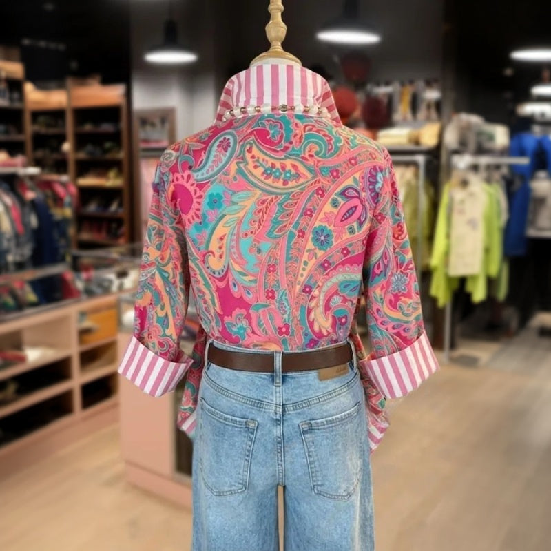 Vintage Ethnic Print Blouse