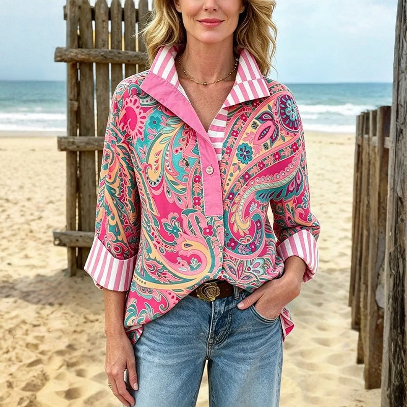 Vintage Ethnic Print Blouse