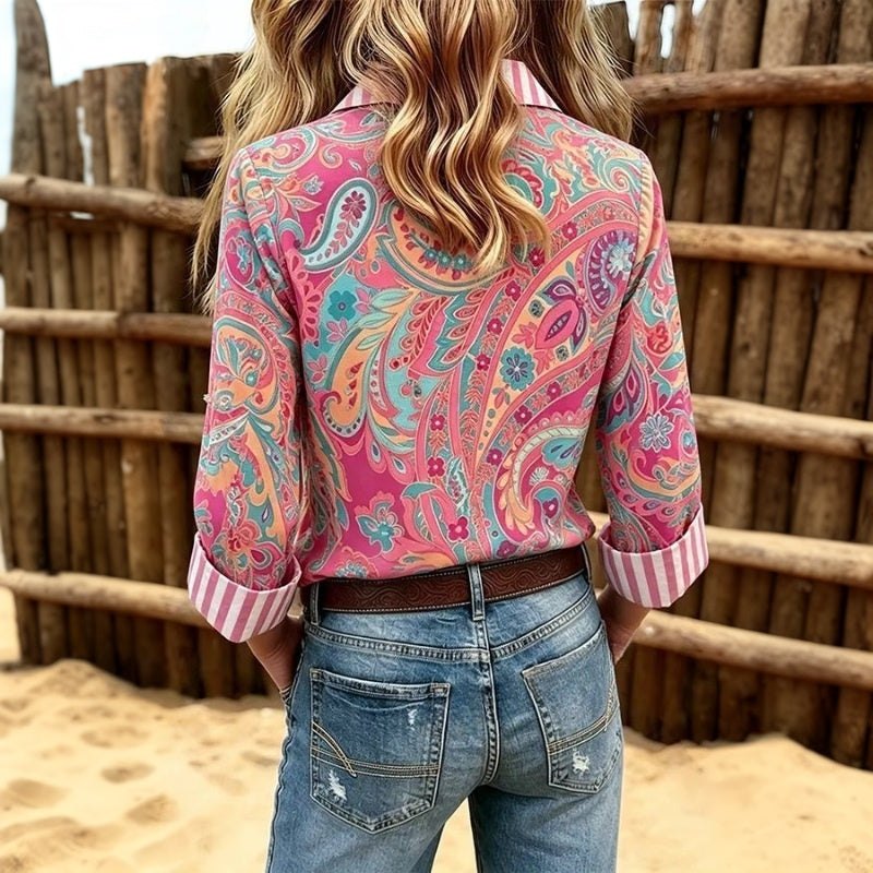 Vintage Ethnic Print Blouse