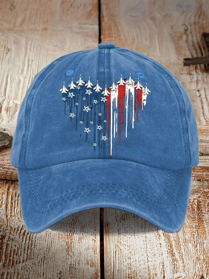 Unisex Distressed Washed Cotton Print Hat