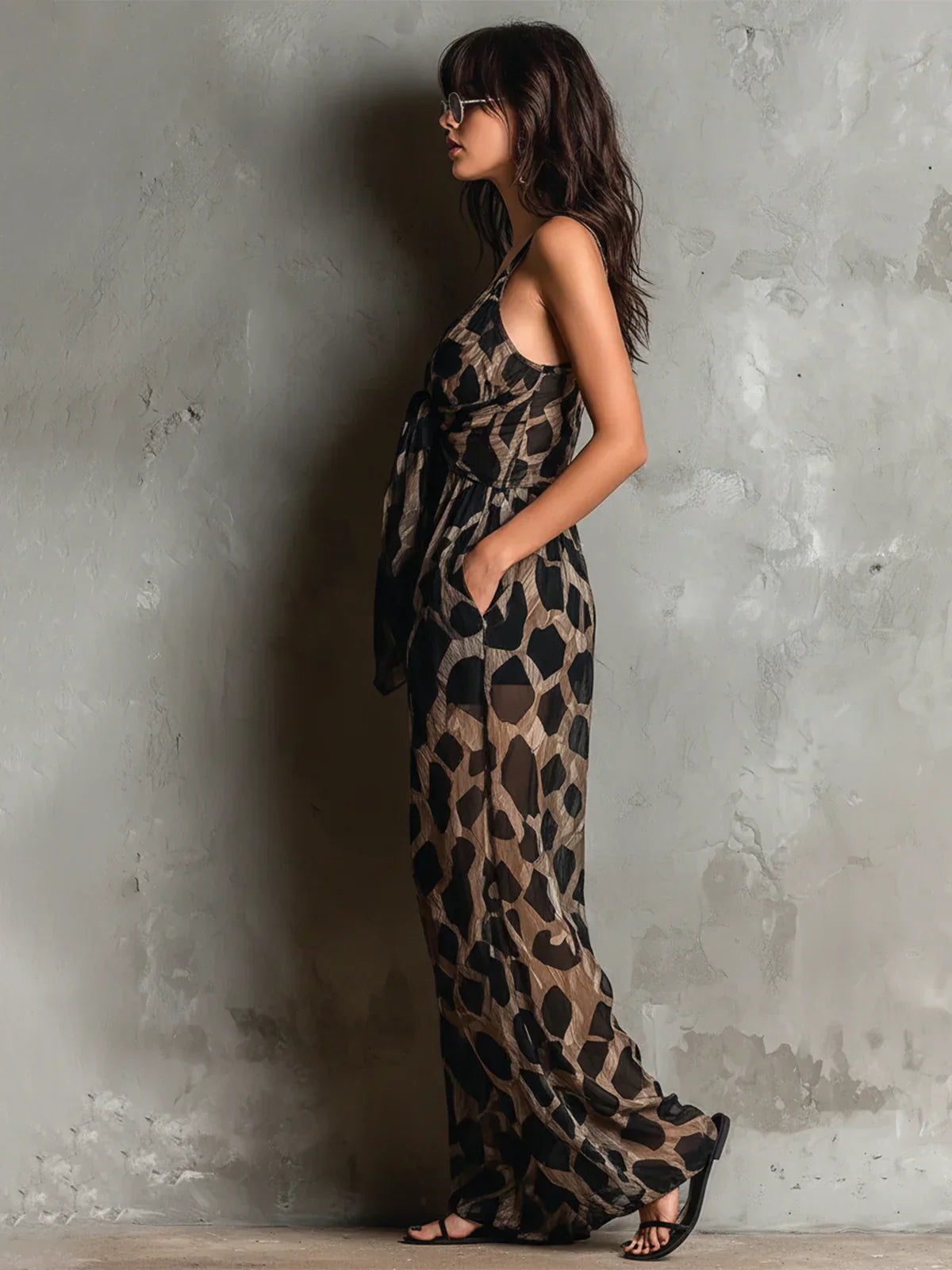 Leonor™ | Animal print jumpsuit with halter neckline