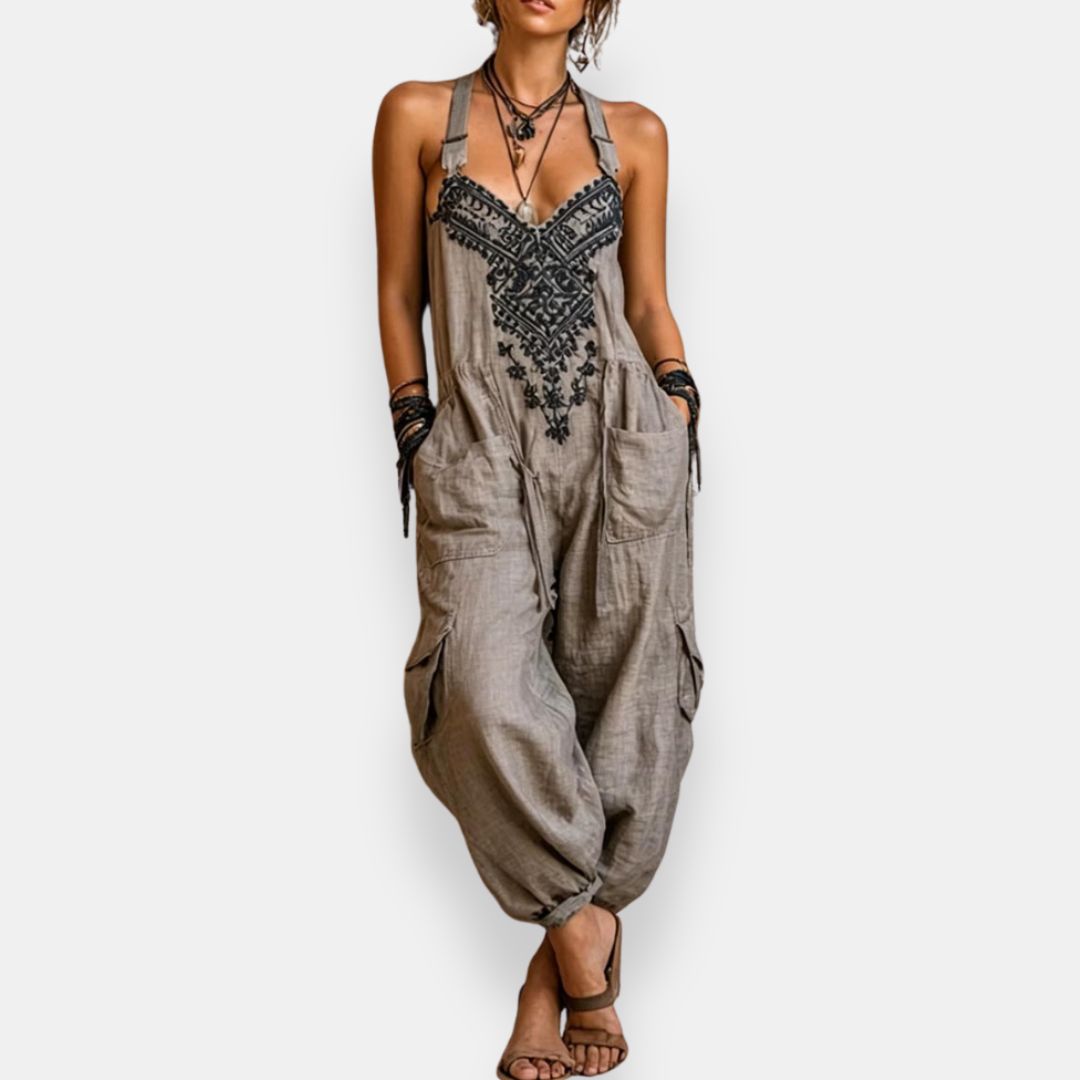 Patrice - Embroidered Boho Harem Jumpsuit