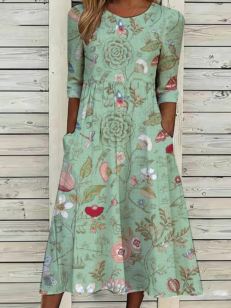 Jocasta™ | Elegant Floral Print Everyday Dress