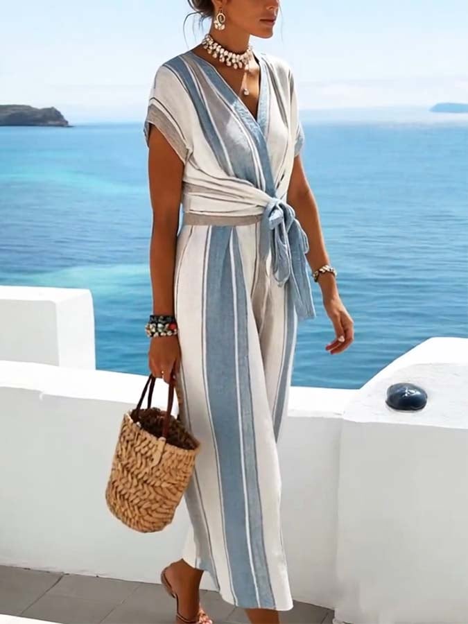 Women'S Loose Striped Print Dress