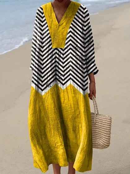 Ashley | Geometric Vintage Summer Maxi Dress