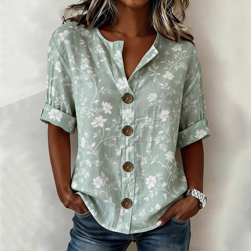 Vintage Floral Print Blouse