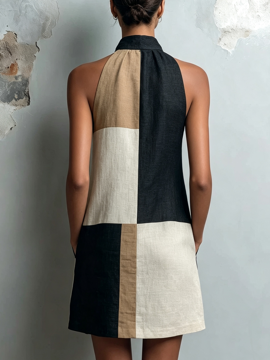 SABRINA | COLORBLOCK HALTER MINI DRESS