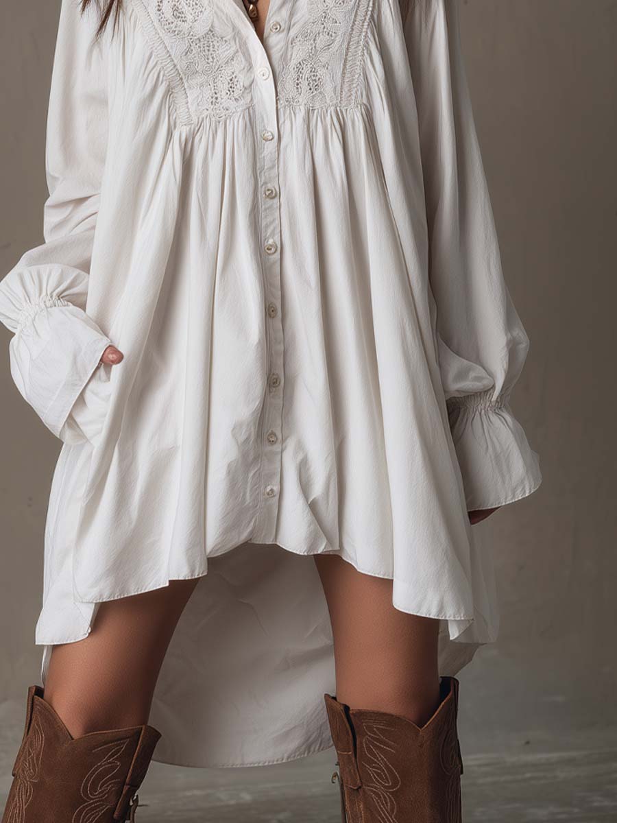 Anastasia™ | Lace Shirt Mini Dress