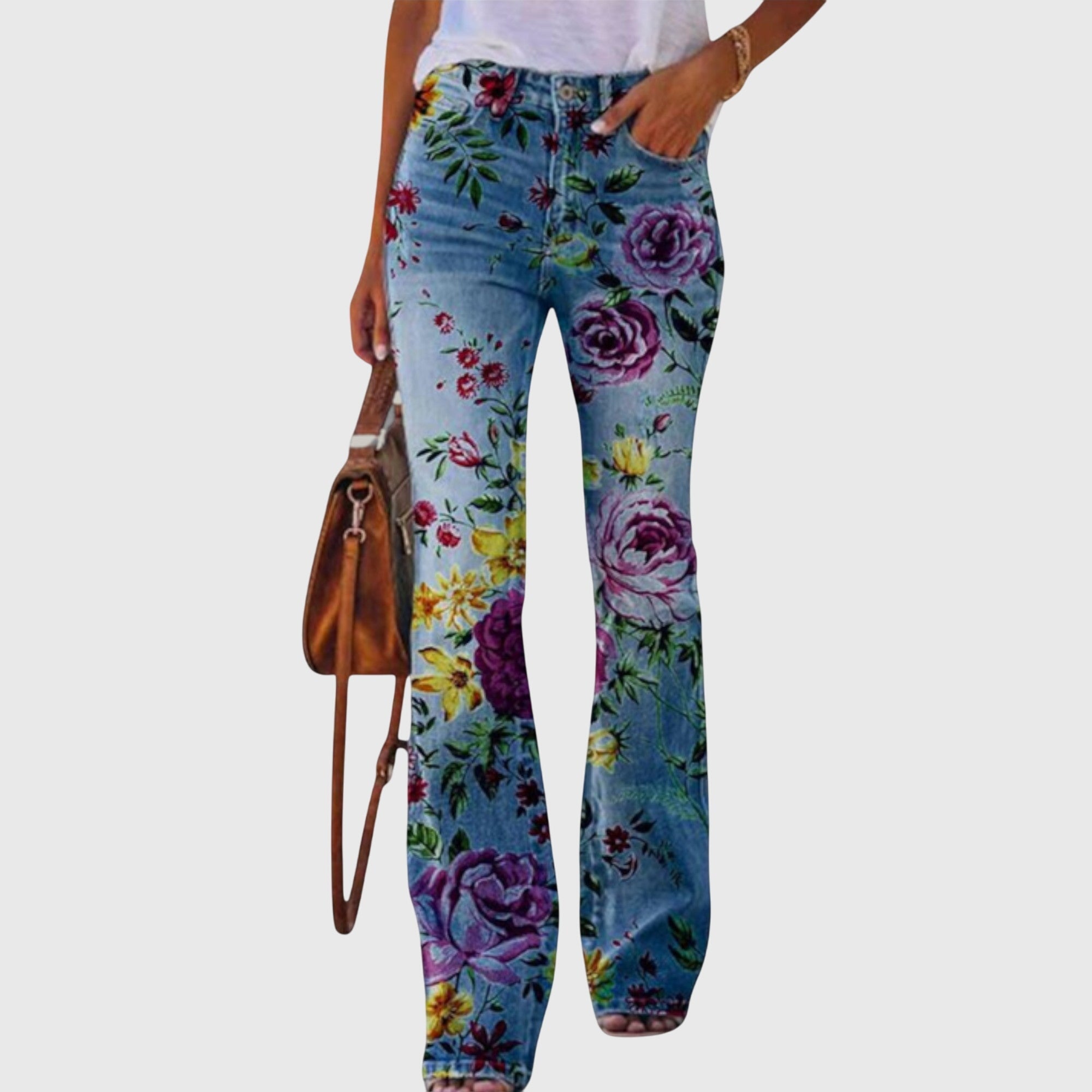 Isabelle | Blossom-Print Flared Pants