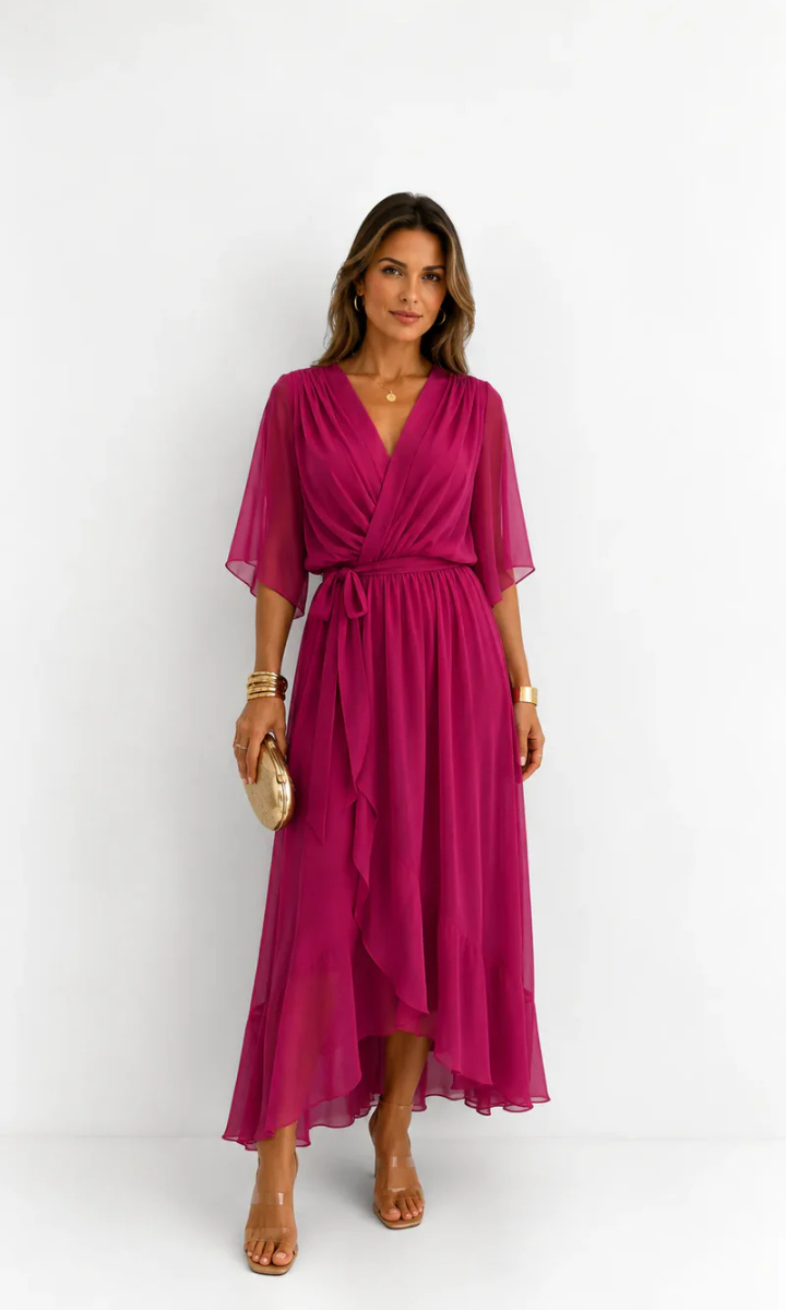 Amoret™ | Elegant Chiffon Wrap Maxi Dress