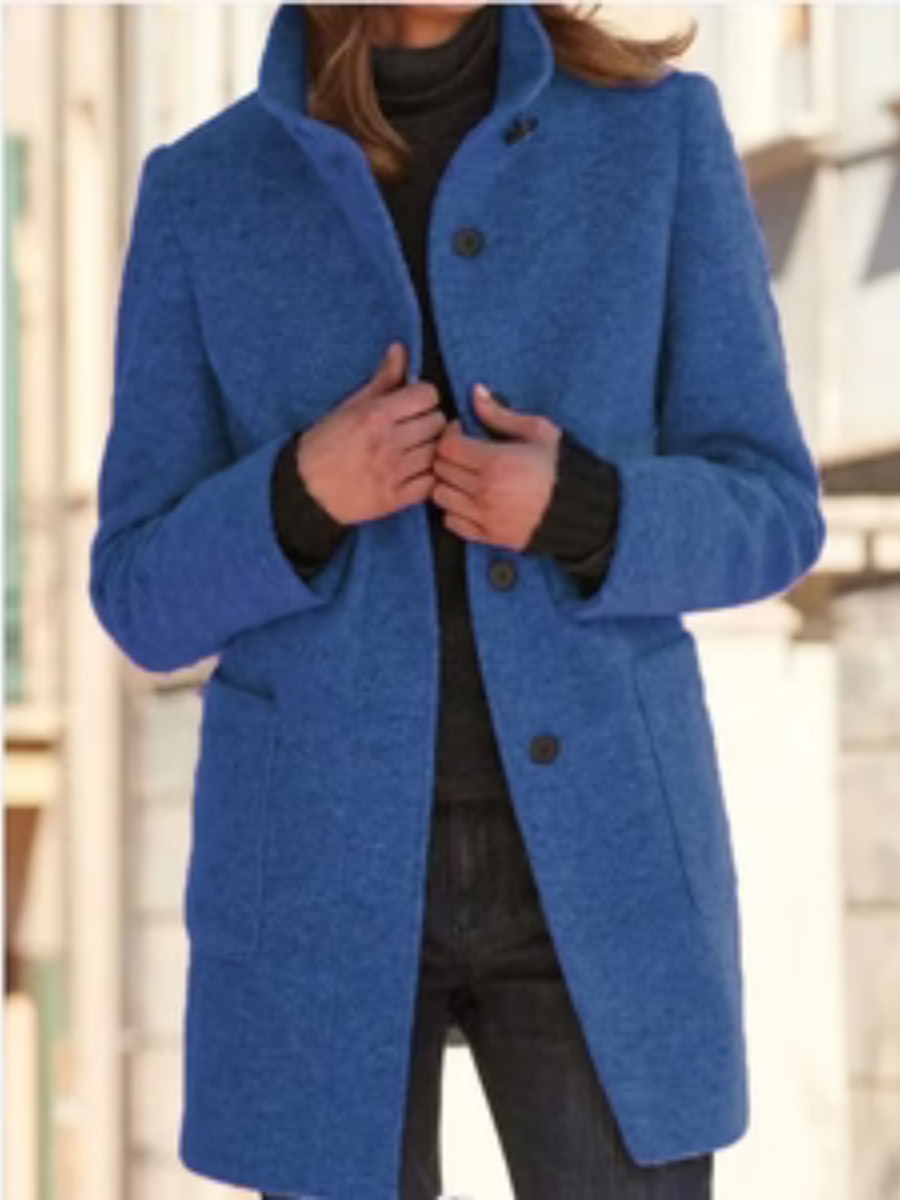 Courtney™ | Classic Button Front Stand Collar Coat