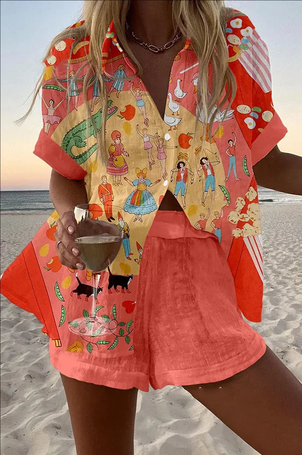 Paola™ | Relaxed Seaside Evening Shorts Set