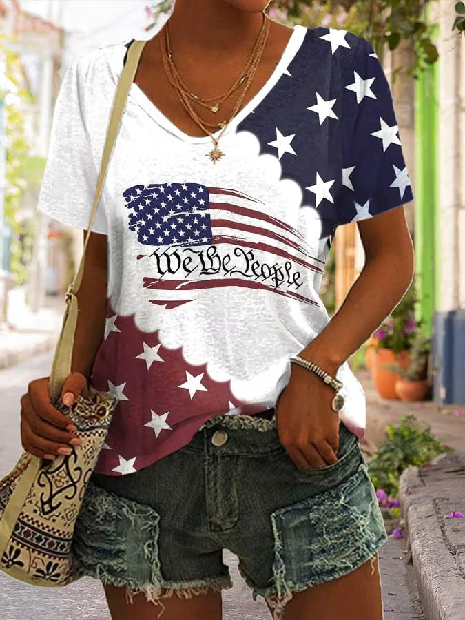 Women's Independence Day Printed Casual T-Shirt