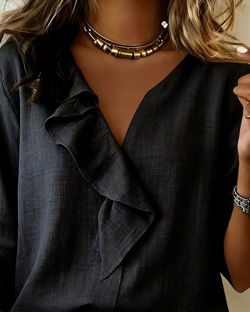 Emma | Ruffle V-Neck Blouse