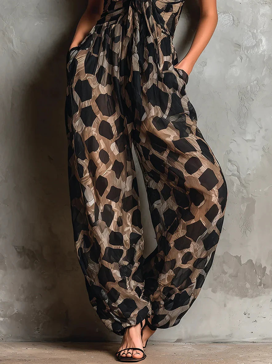 Leonor™ | Animal print jumpsuit with halter neckline