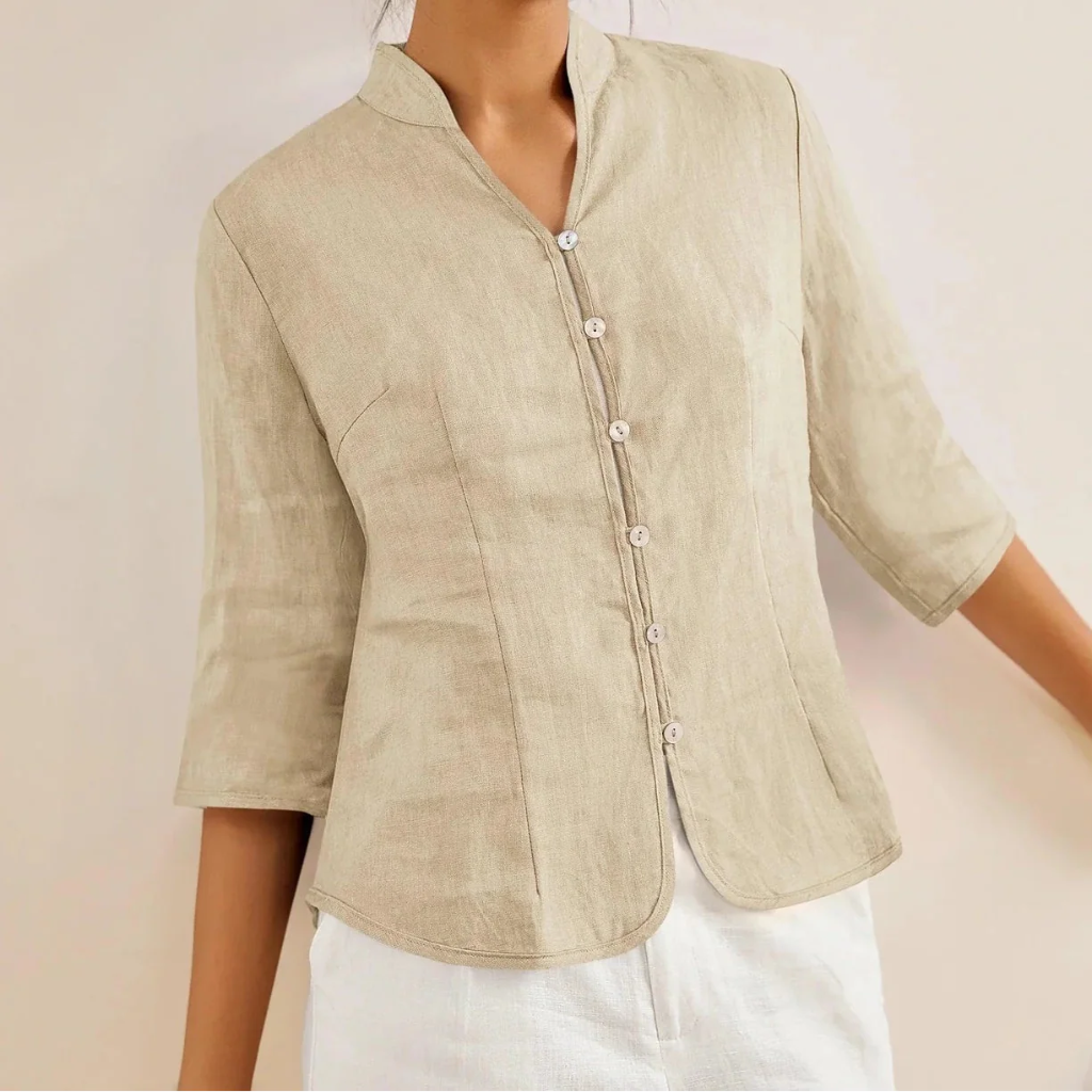 Riley™ | Linen Hand Button Fitted Jacket
