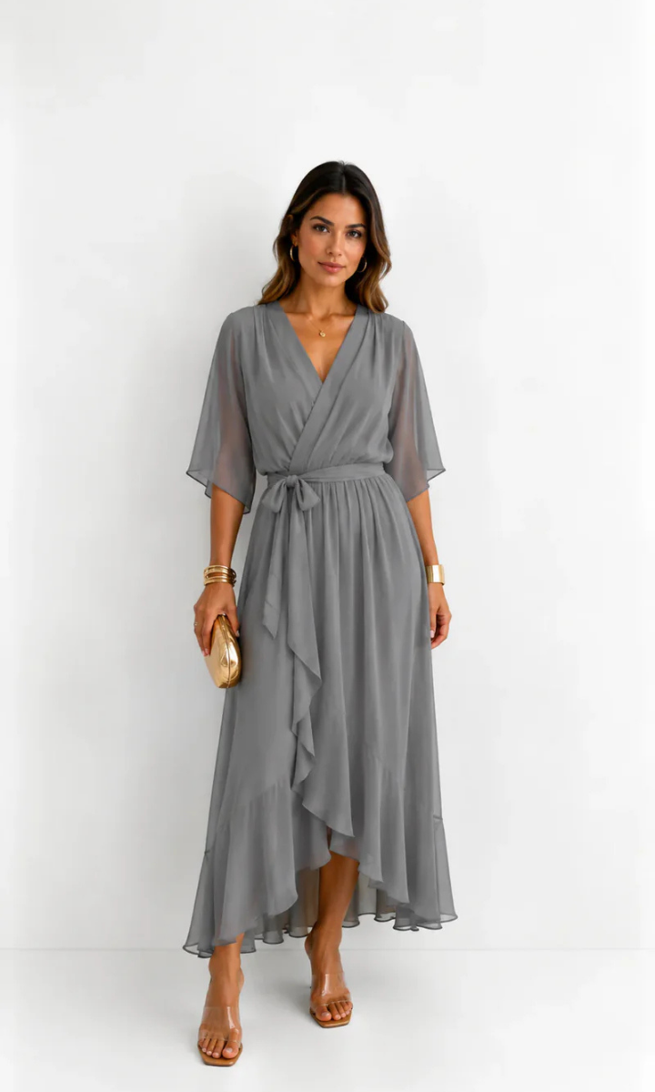 Amoret™ | Elegant Chiffon Wrap Maxi Dress