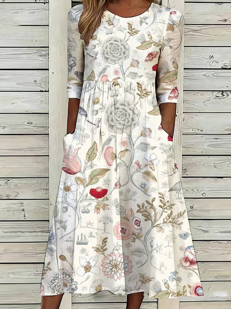 Jocasta™ | Elegant Floral Print Everyday Dress