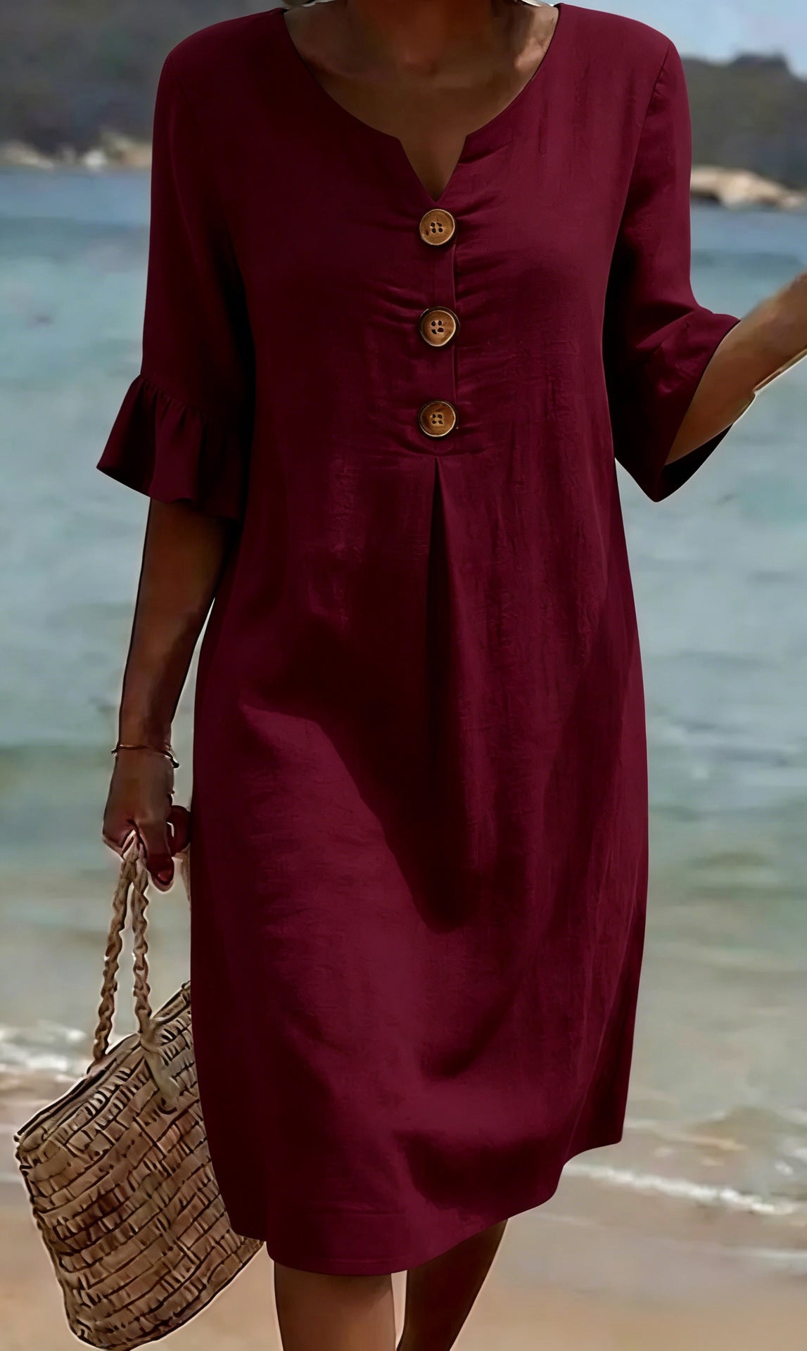 Women’s Casual V-Neck Midi Dress