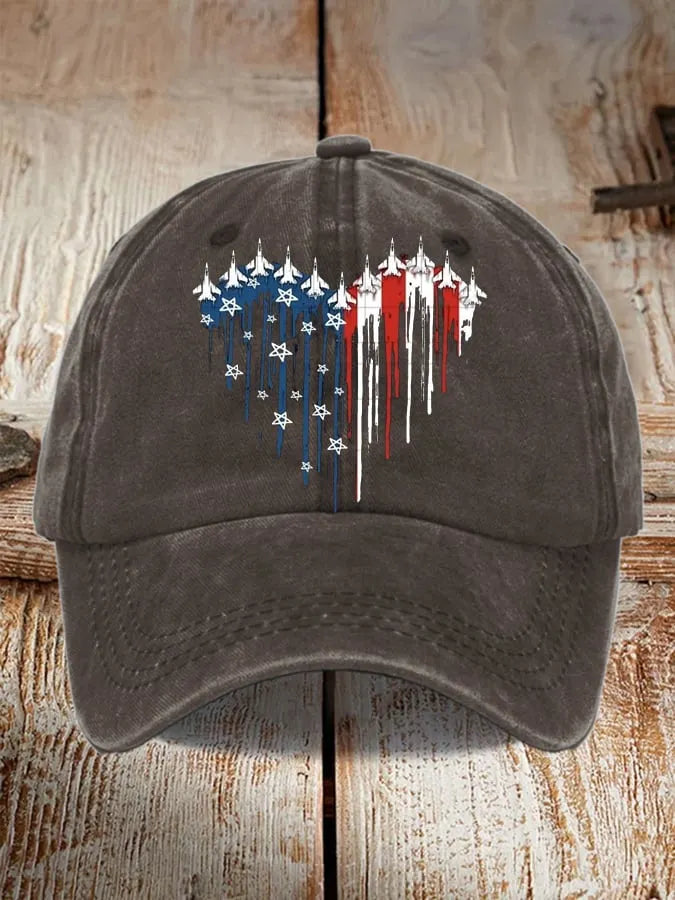 Unisex Distressed Washed Cotton Print Hat