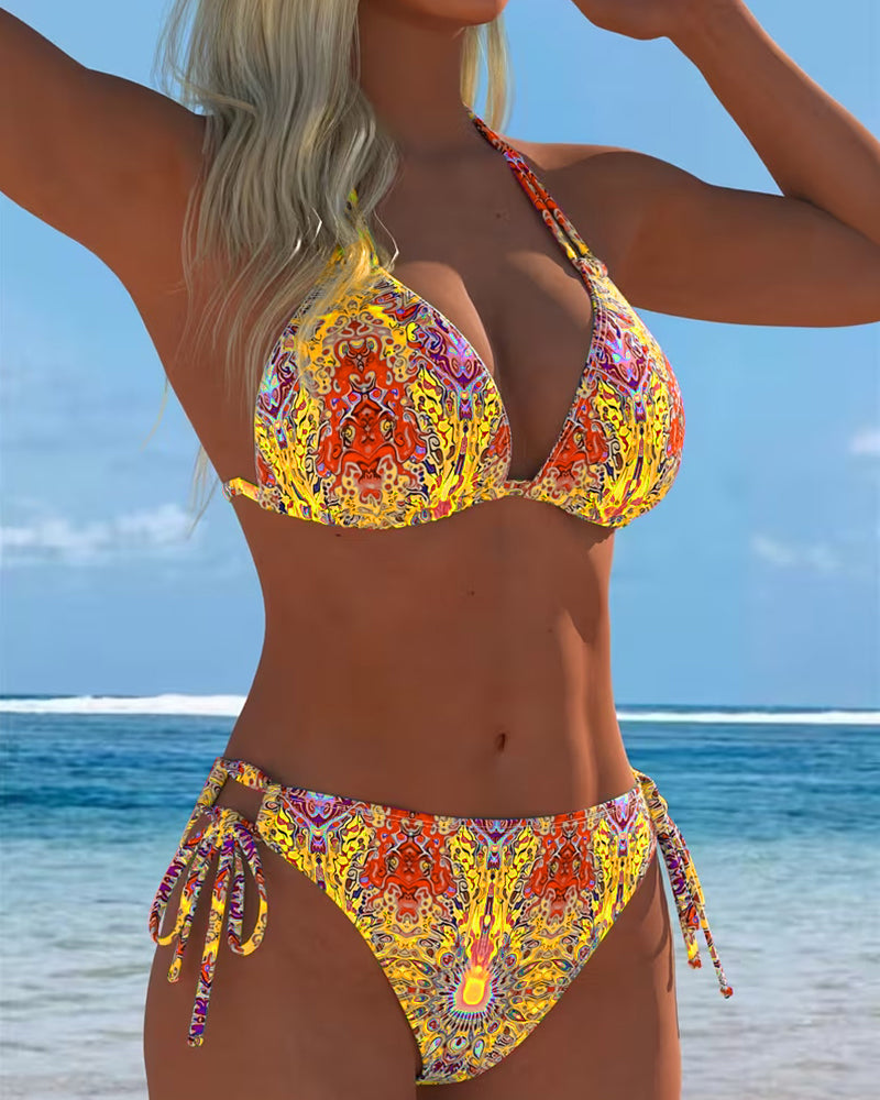 Colorful Halter Print Bikini
