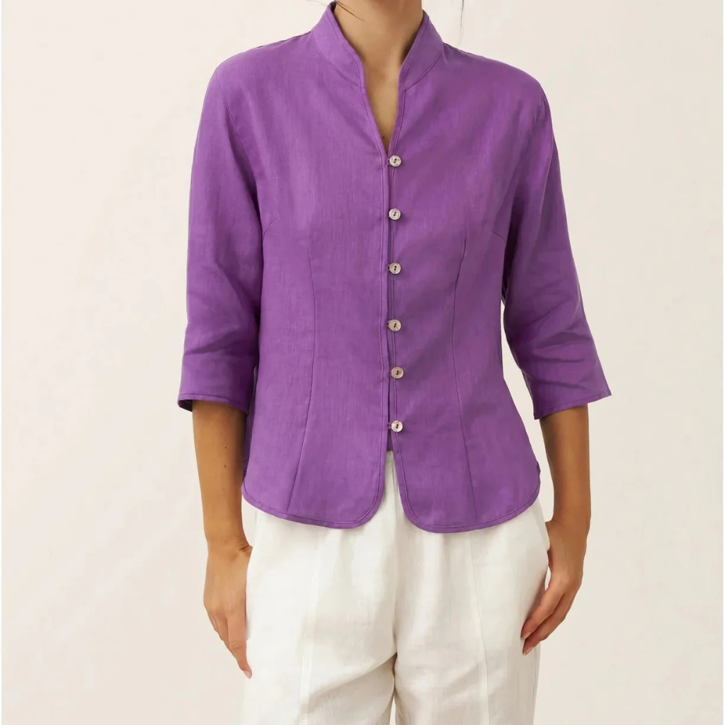 Riley™ | Linen Hand Button Fitted Jacket