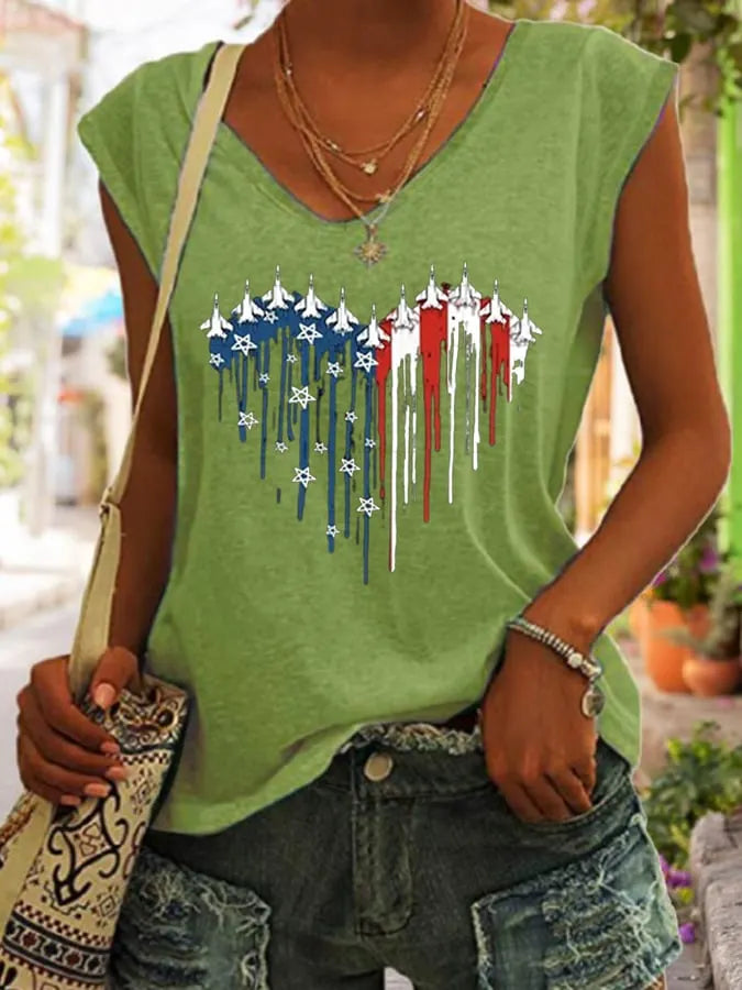 Women's Flag Independence Day Printed Sleeveless Casual Tank Top