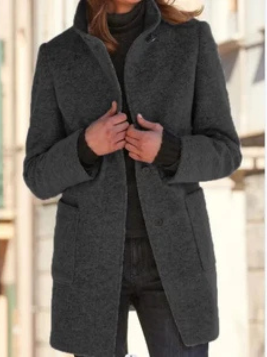Courtney™ | Classic Button Front Stand Collar Coat