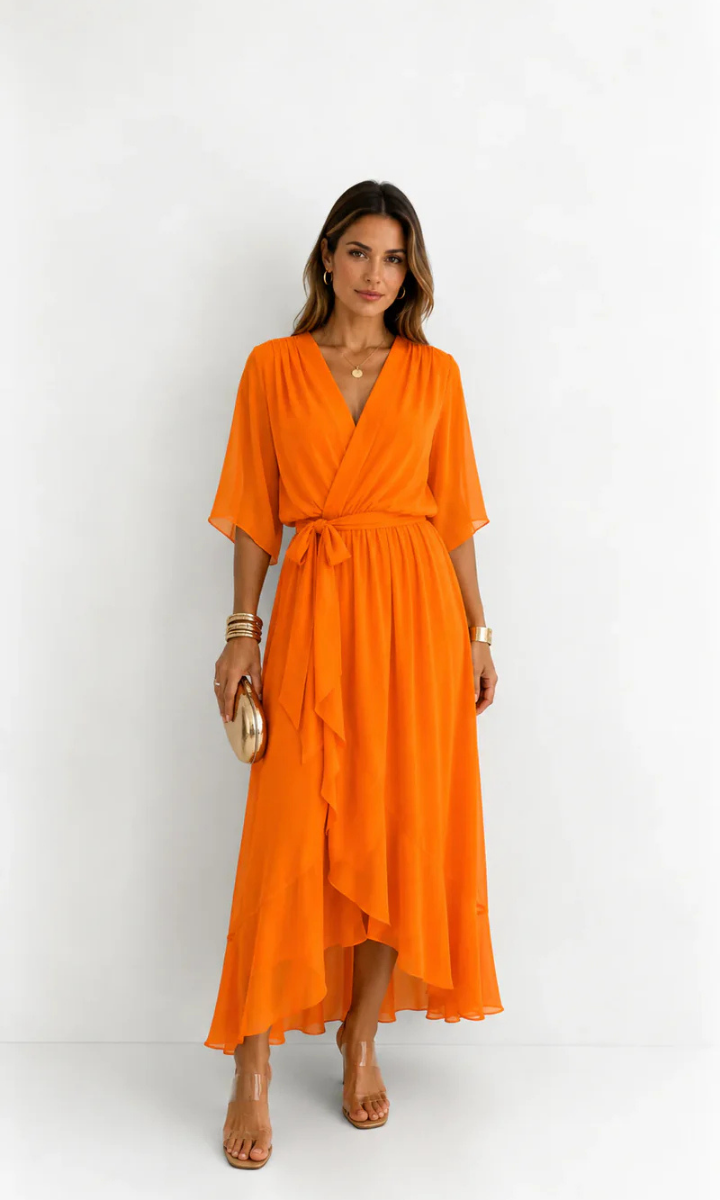 Amoret™ | Elegant Chiffon Wrap Maxi Dress