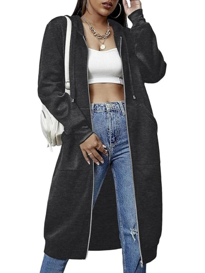 Evelina™ | Relaxed Fit Long Zip Hoodie