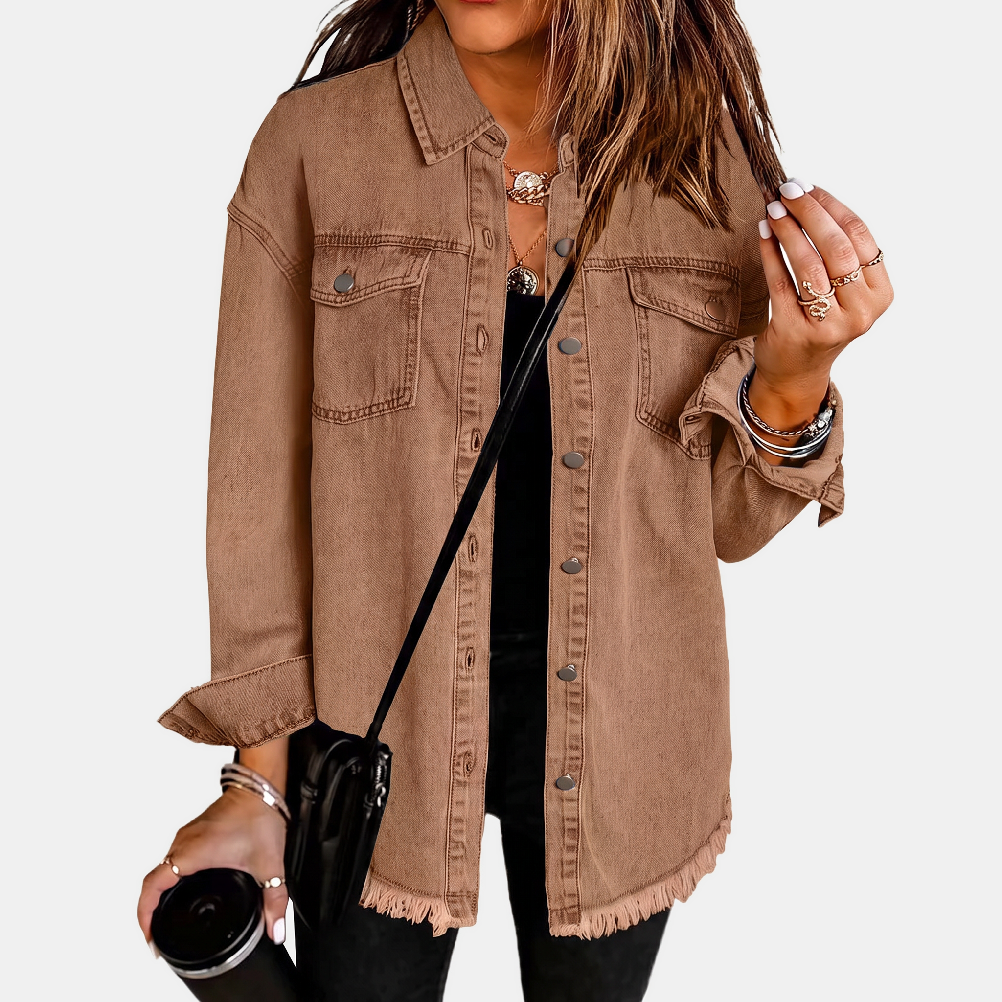 Sandy™ | Frayed Hem Denim Jacket