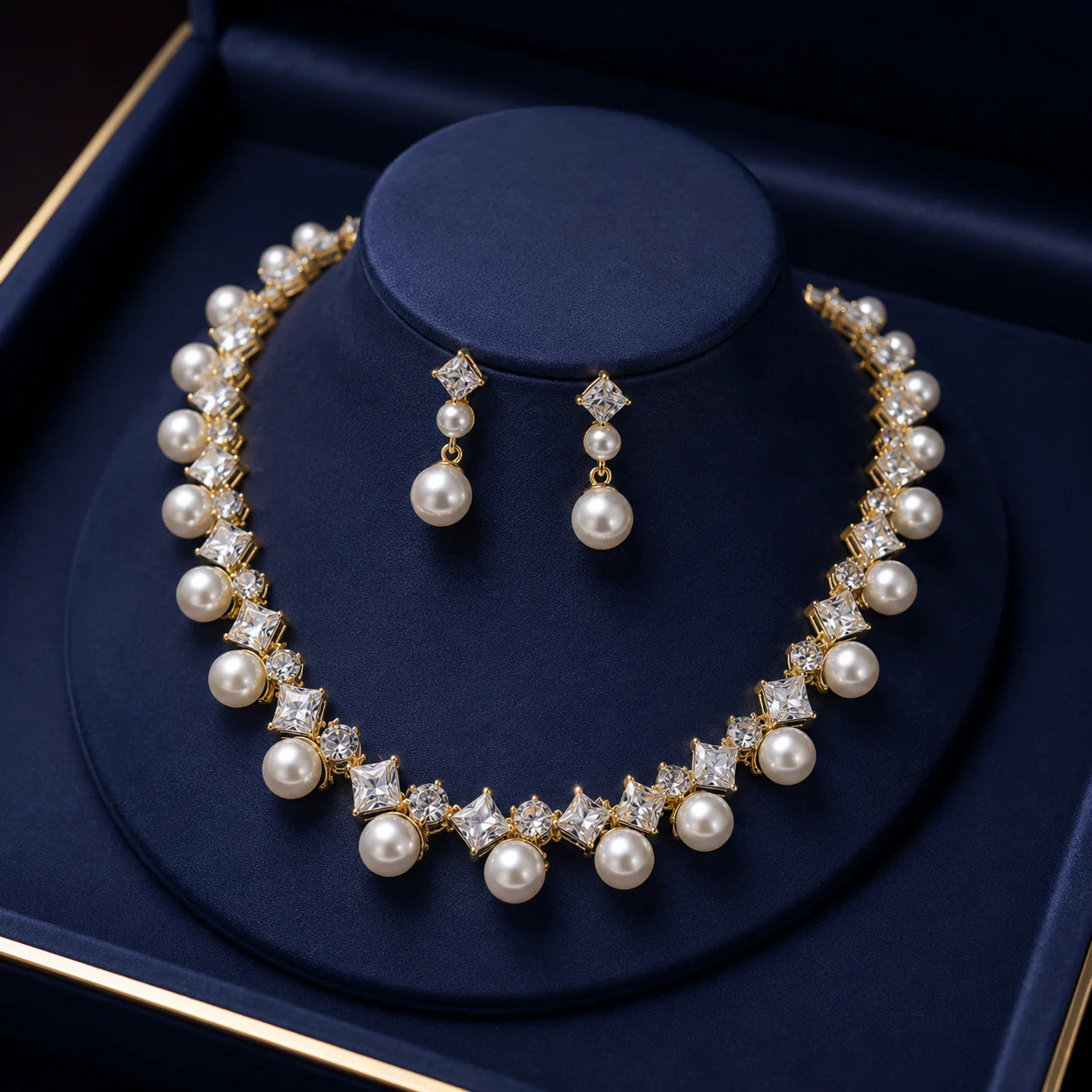 Lunessa™ | Pearl Necklace & Earrings Set