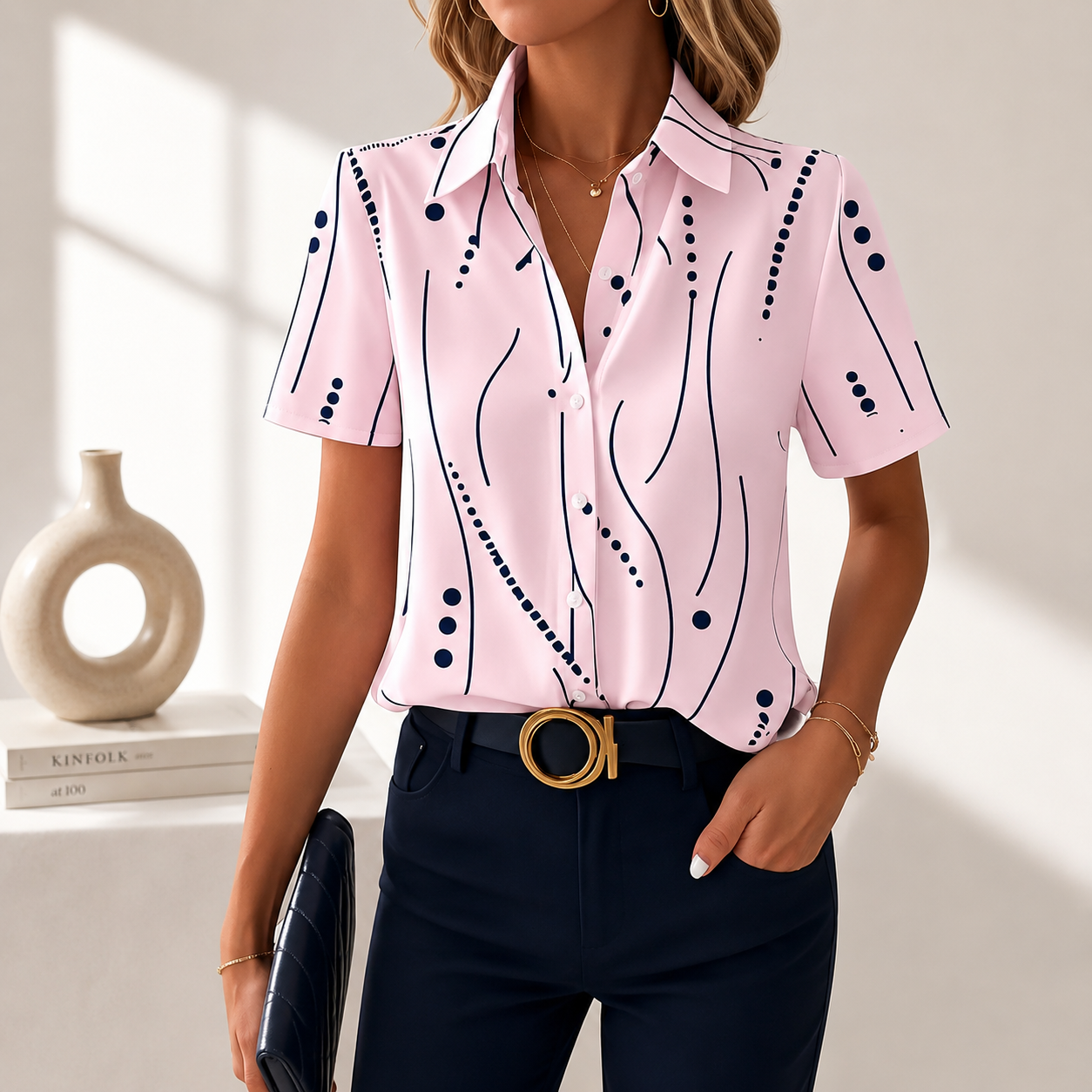 Sherri™ | Modern Abstract Line Pattern Blouse