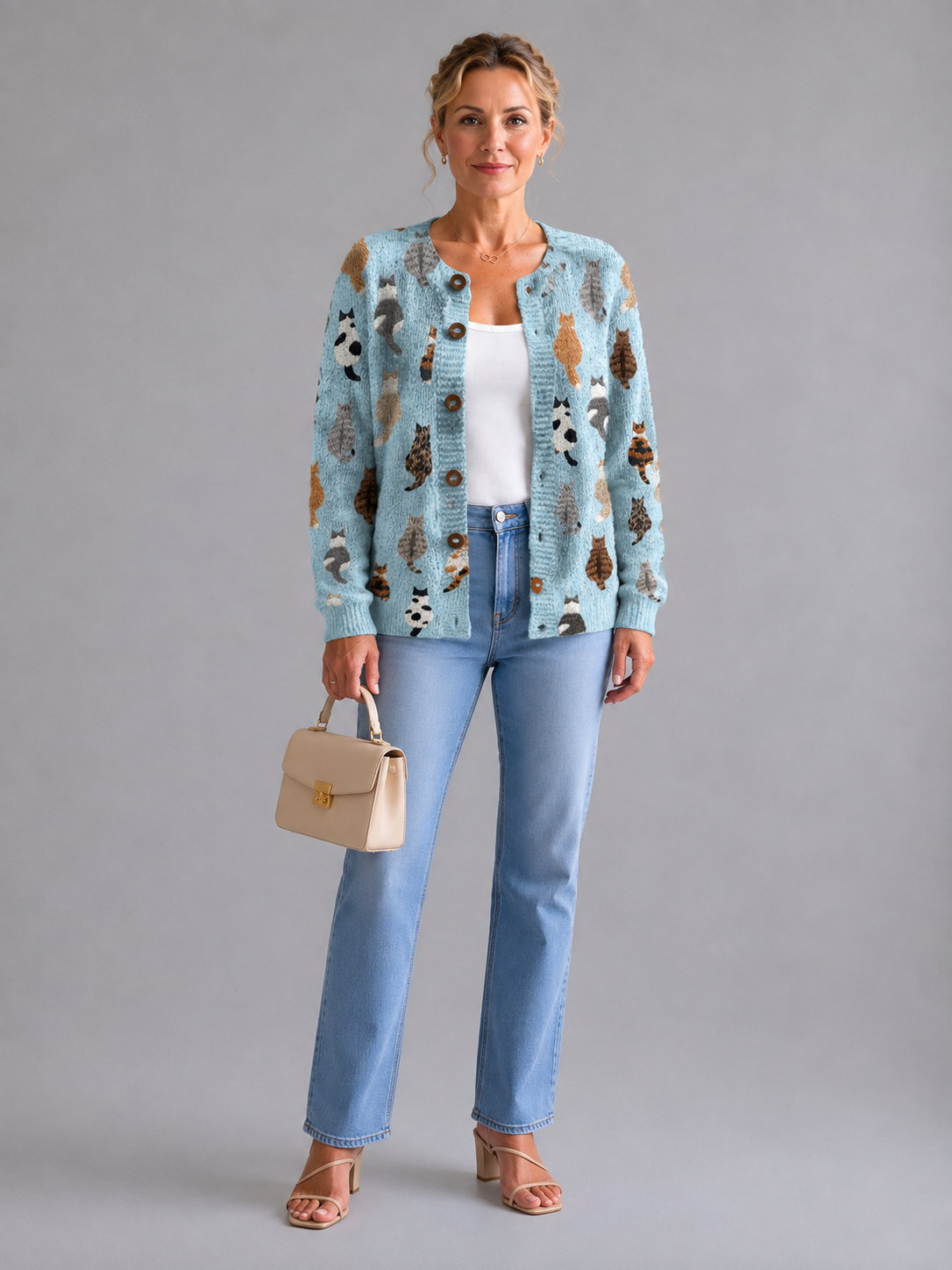 Charlotte™ | Cozy Cat Print Cardigan