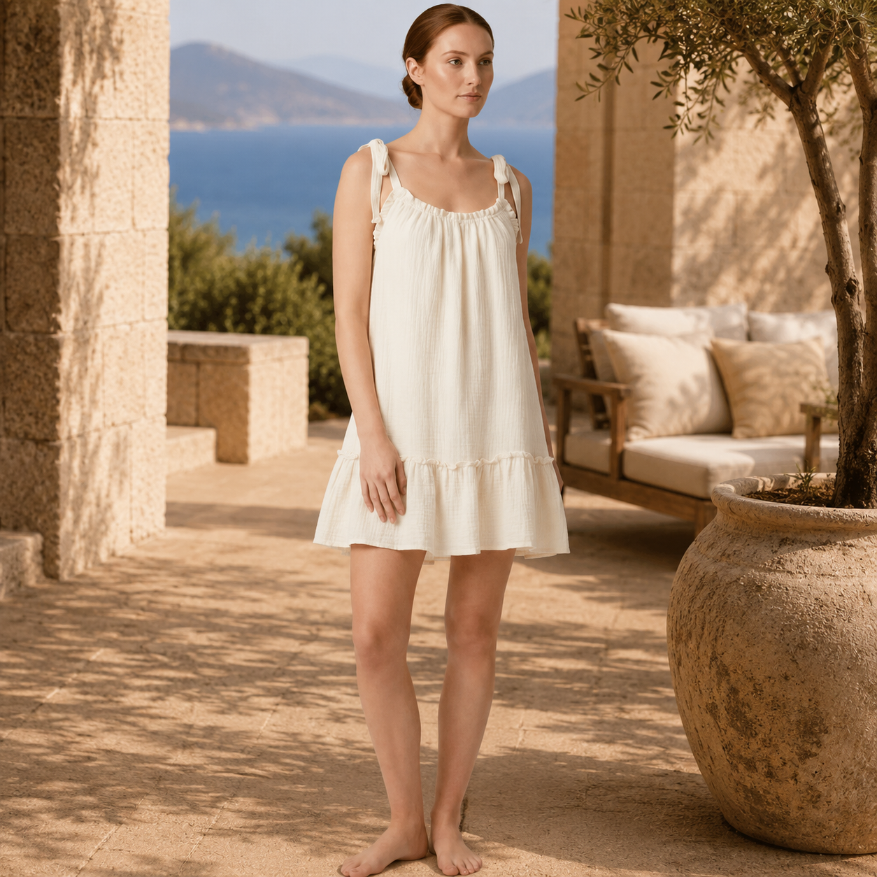 Helena | Loose Mini Dress with Back Cut-Out