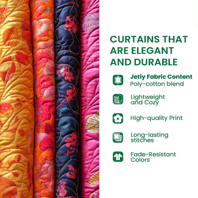 Ember™ | Boho Floral Ocean Sunrise Quilted Curtains