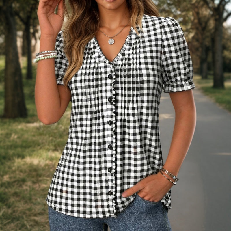 Casual Plaid Blouse
