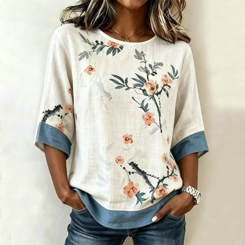 Vintage Floral Print Blouse