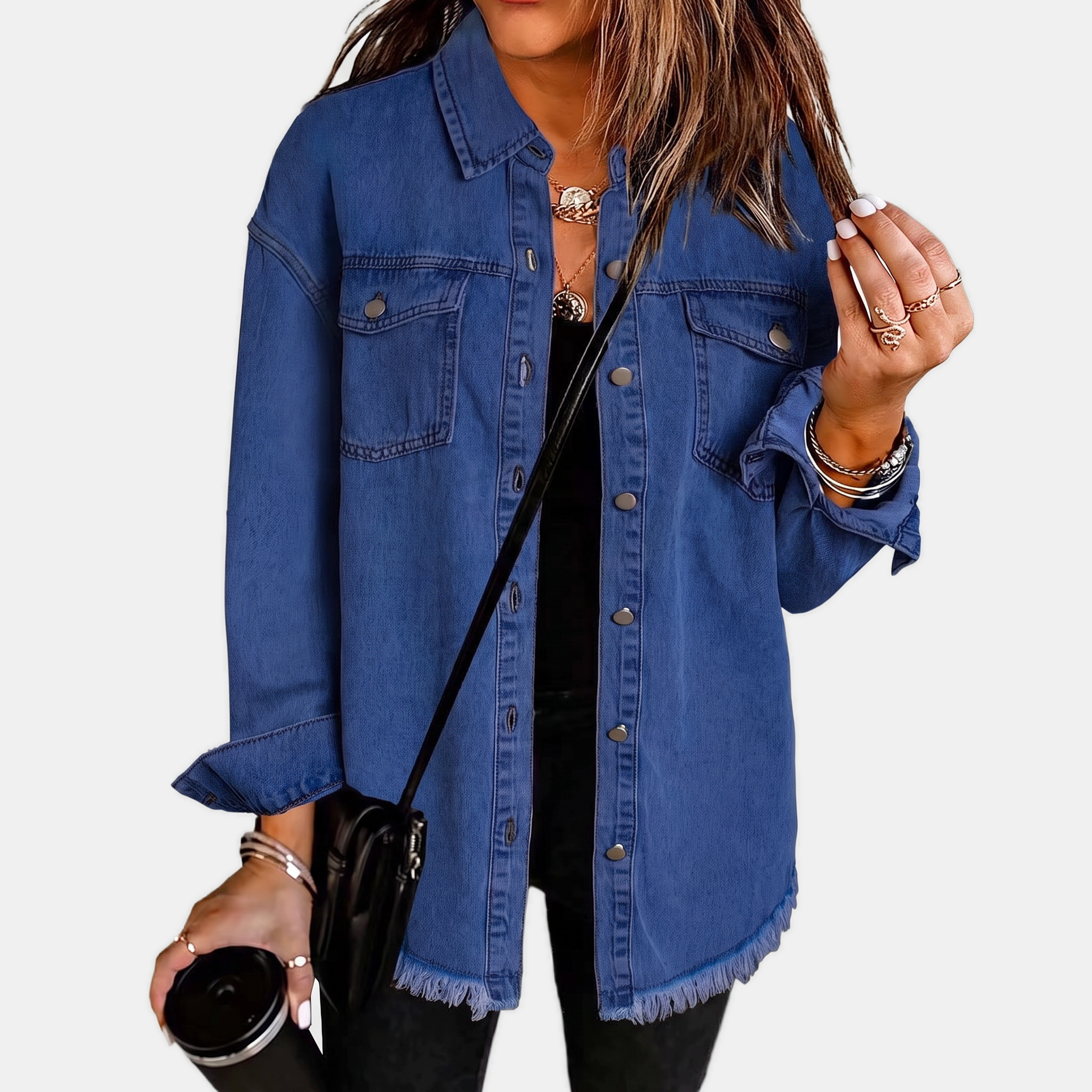 Sandy™ | Frayed Hem Denim Jacket