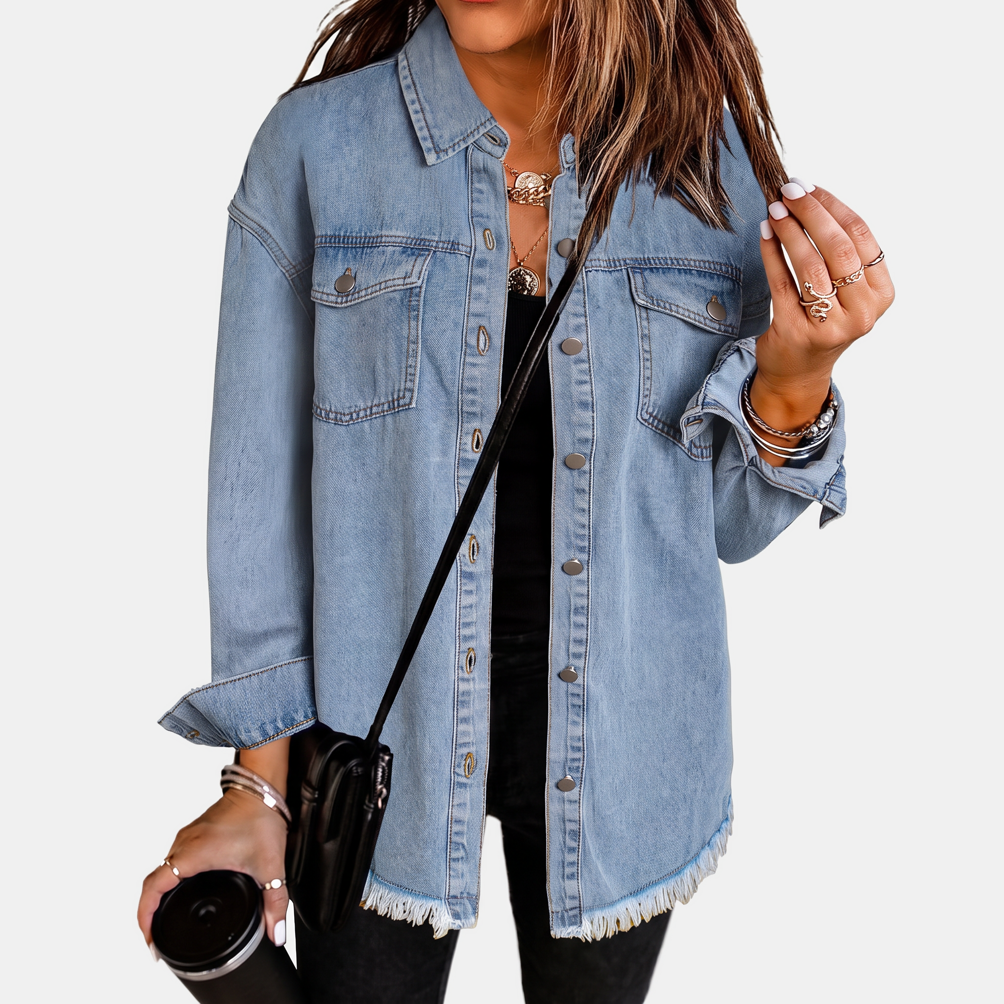 Sandy™ | Frayed Hem Denim Jacket