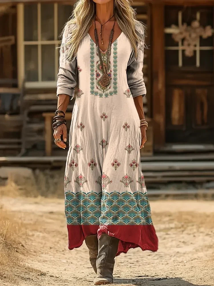 Ava™ | Long Sleeve Vintage Casual Dress